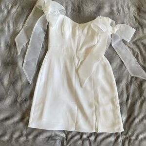 Park & Fifth Leighton White Mini Dress with Sheer Bows, Size XS